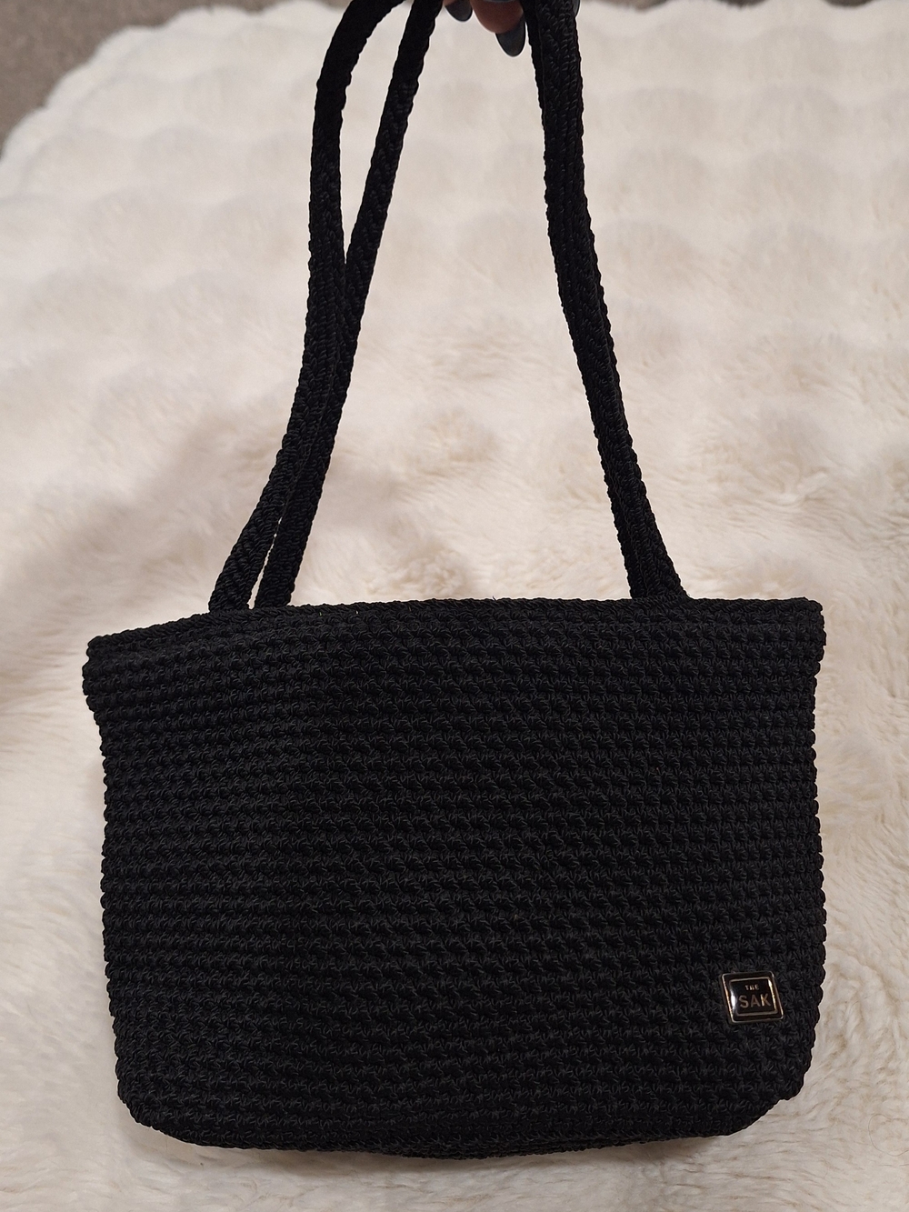 The Sak Vintage 90s Black Crochet Shoulder Bag